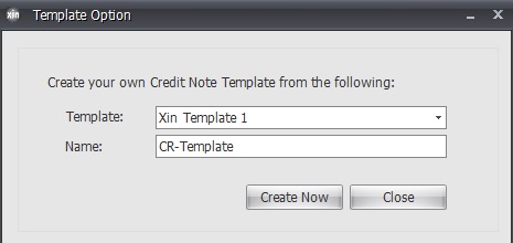 Enter a name for Credit Note template