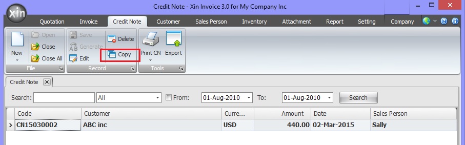 Duplicate Invoice