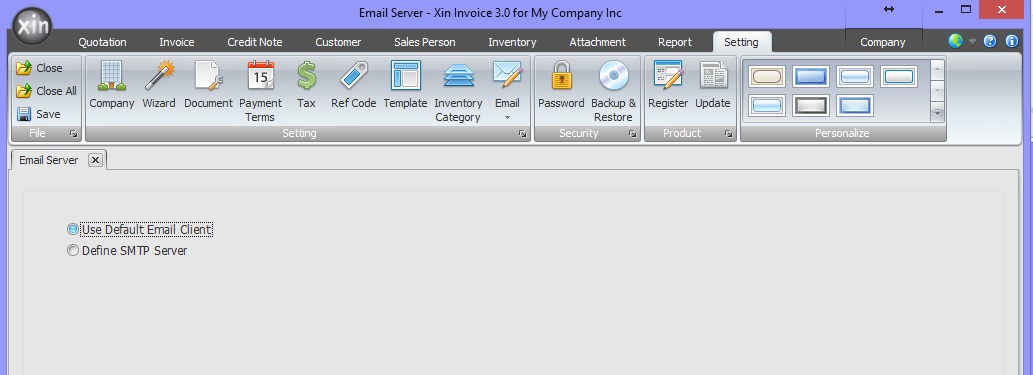 Select Email Server Option