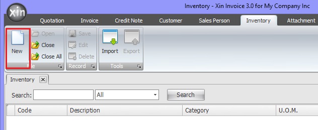 Create new Inventory