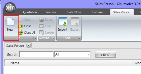 Create new Sales Person