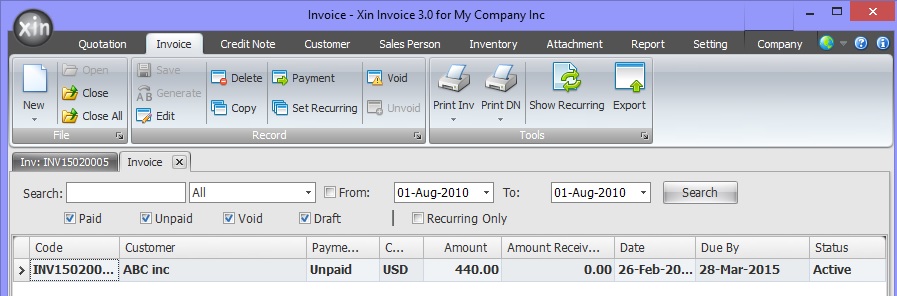 Select an Invoice