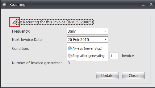 Set Recurring Invoice